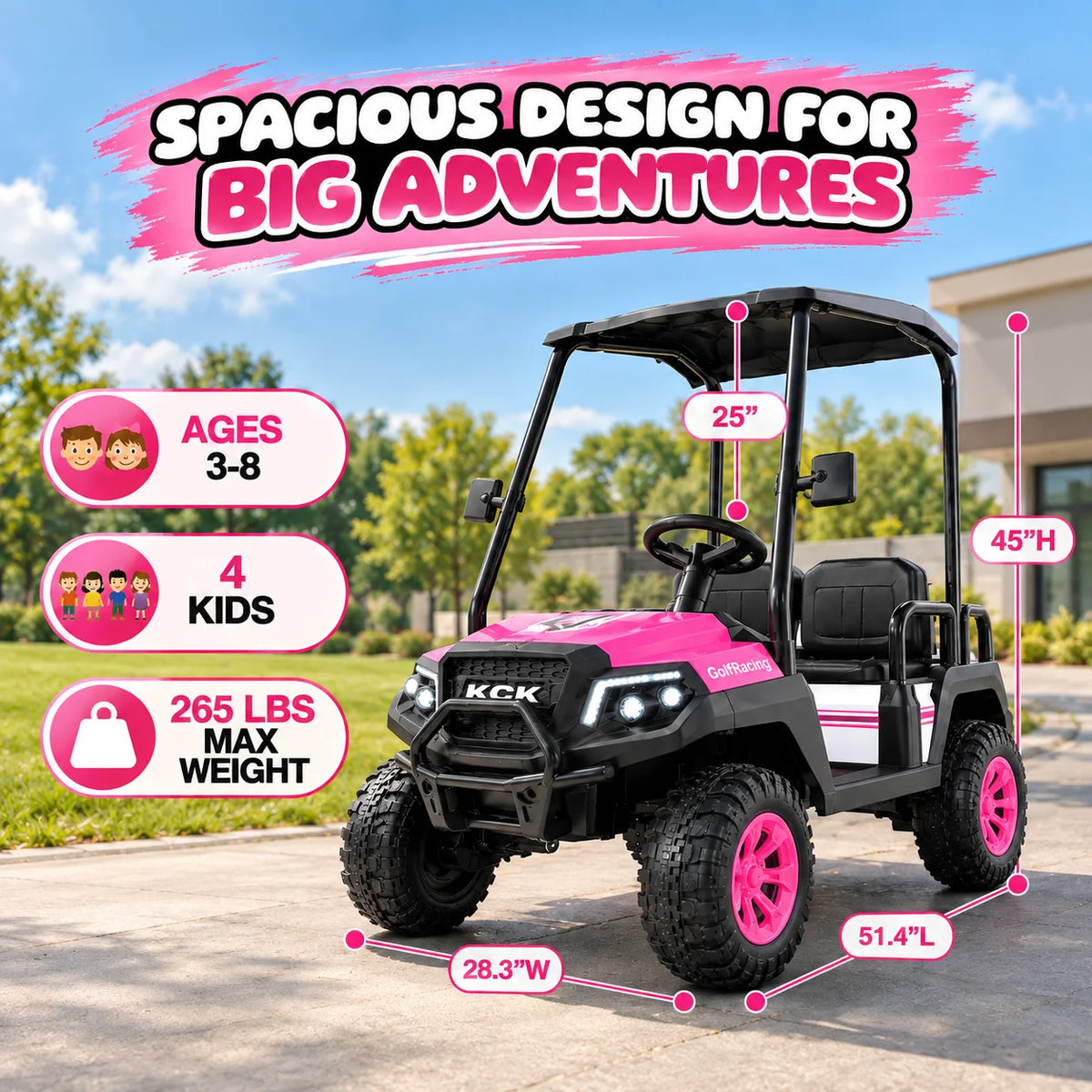 LIGIANT Kids Electric Golf Cart With Remote Control And Canopy