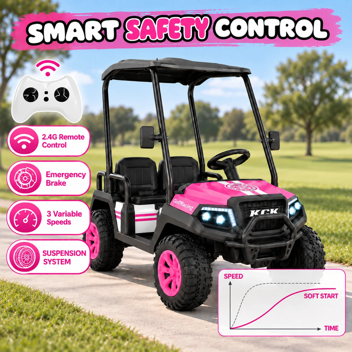 LIGIANT Kids Electric Golf Cart With Remote Control And Canopy