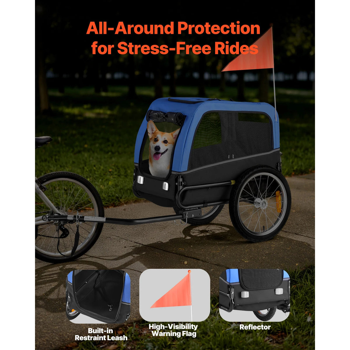 SucceBuy Dog Bike Trailer Pet Carrier With Quick Release Coupler