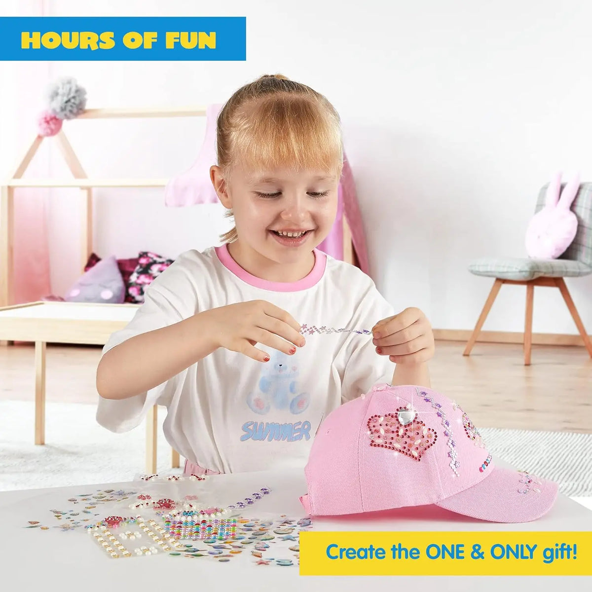 Joyfy Baseball Cap DIY Gem Decorating Craft Kit for Kids