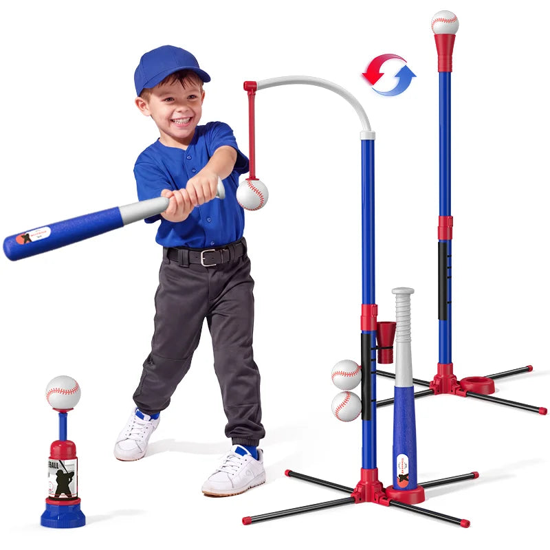 QDRAGON 3-in-1 Kids Baseball Set With Automatic Pitching Machine