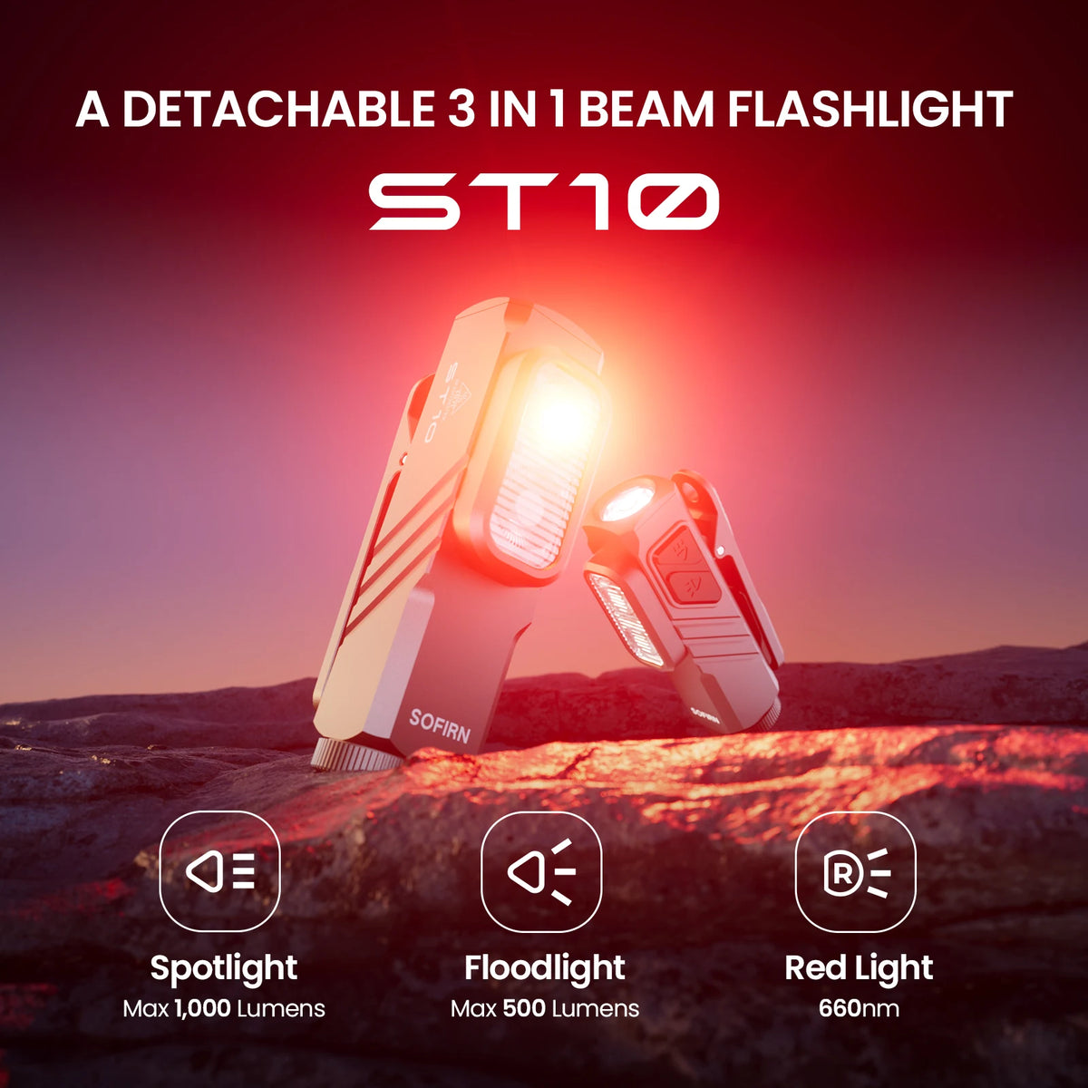 Sofirn ST10 Rechargeable EDC Flashlight USB C Magnetic Tail