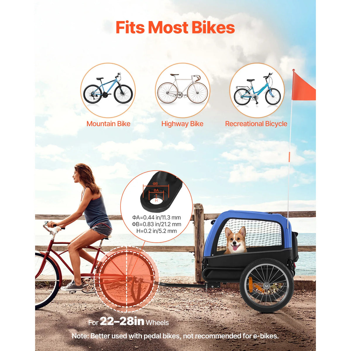 SucceBuy Dog Bike Trailer Pet Carrier With Quick Release Coupler