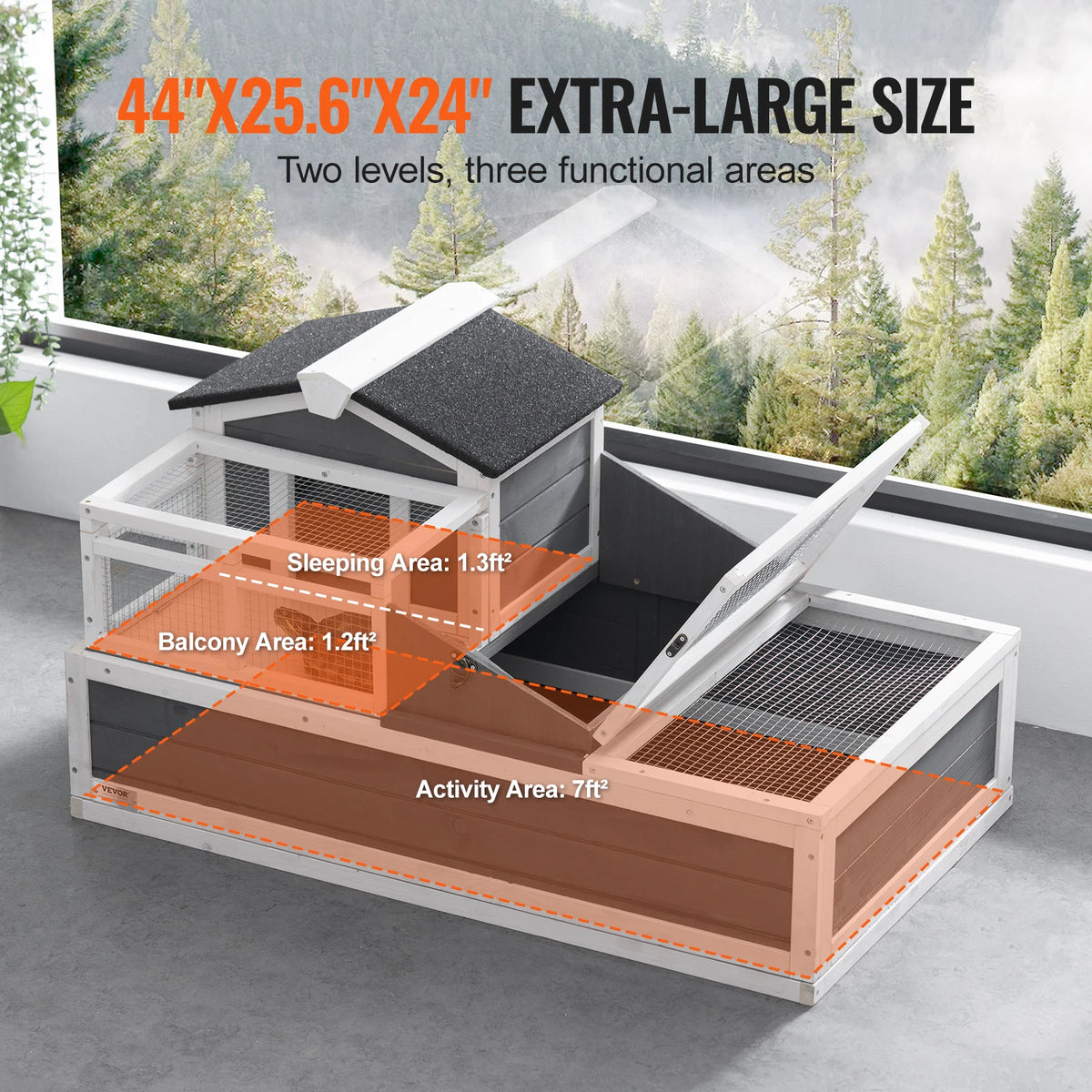 Three Room Wooden Tortoise Habitat Enclosure With Openable Top
