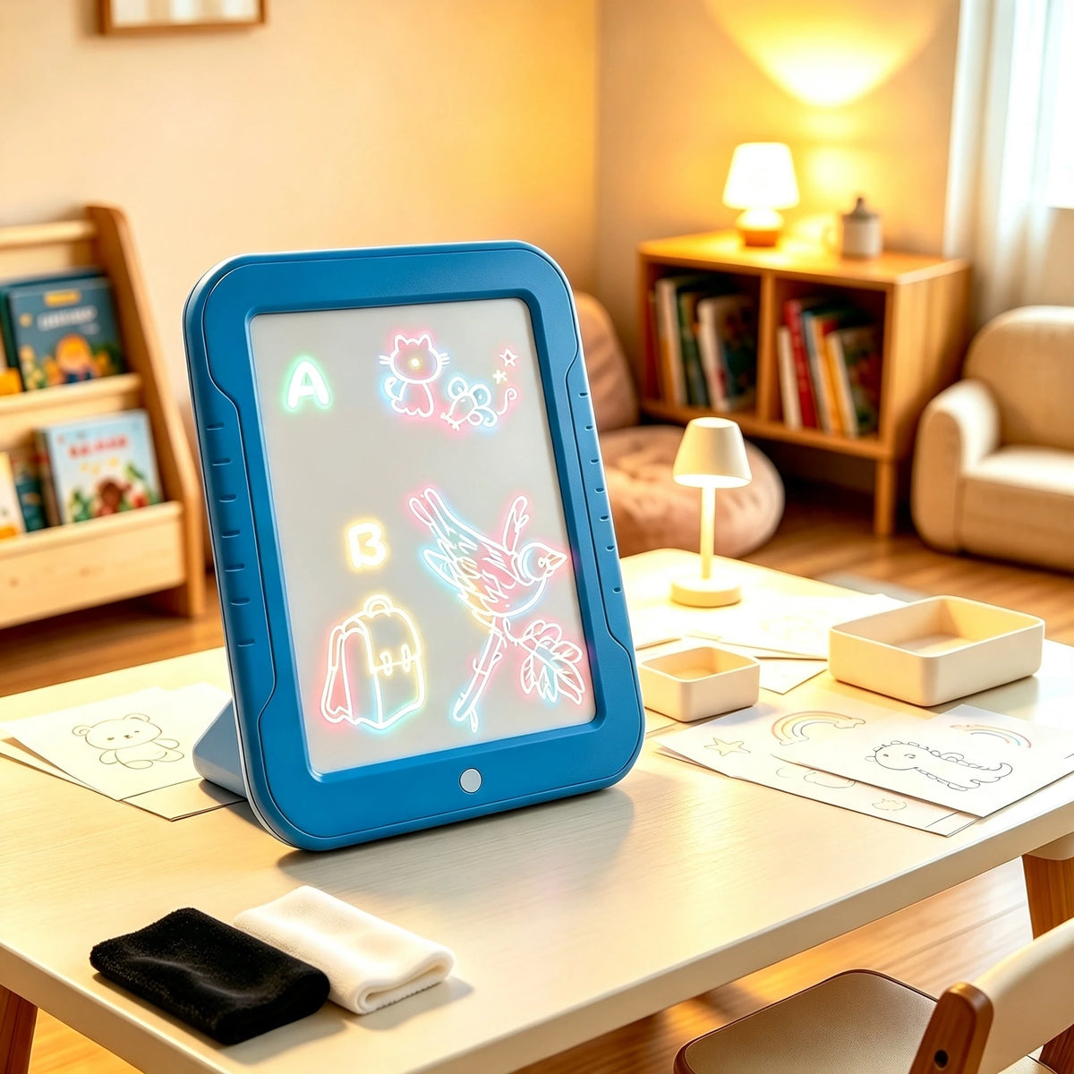 LED Children's Light Up Tracing Board With Drawing Cards