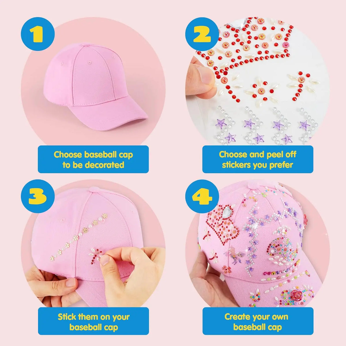 Joyfy Baseball Cap DIY Gem Decorating Craft Kit for Kids