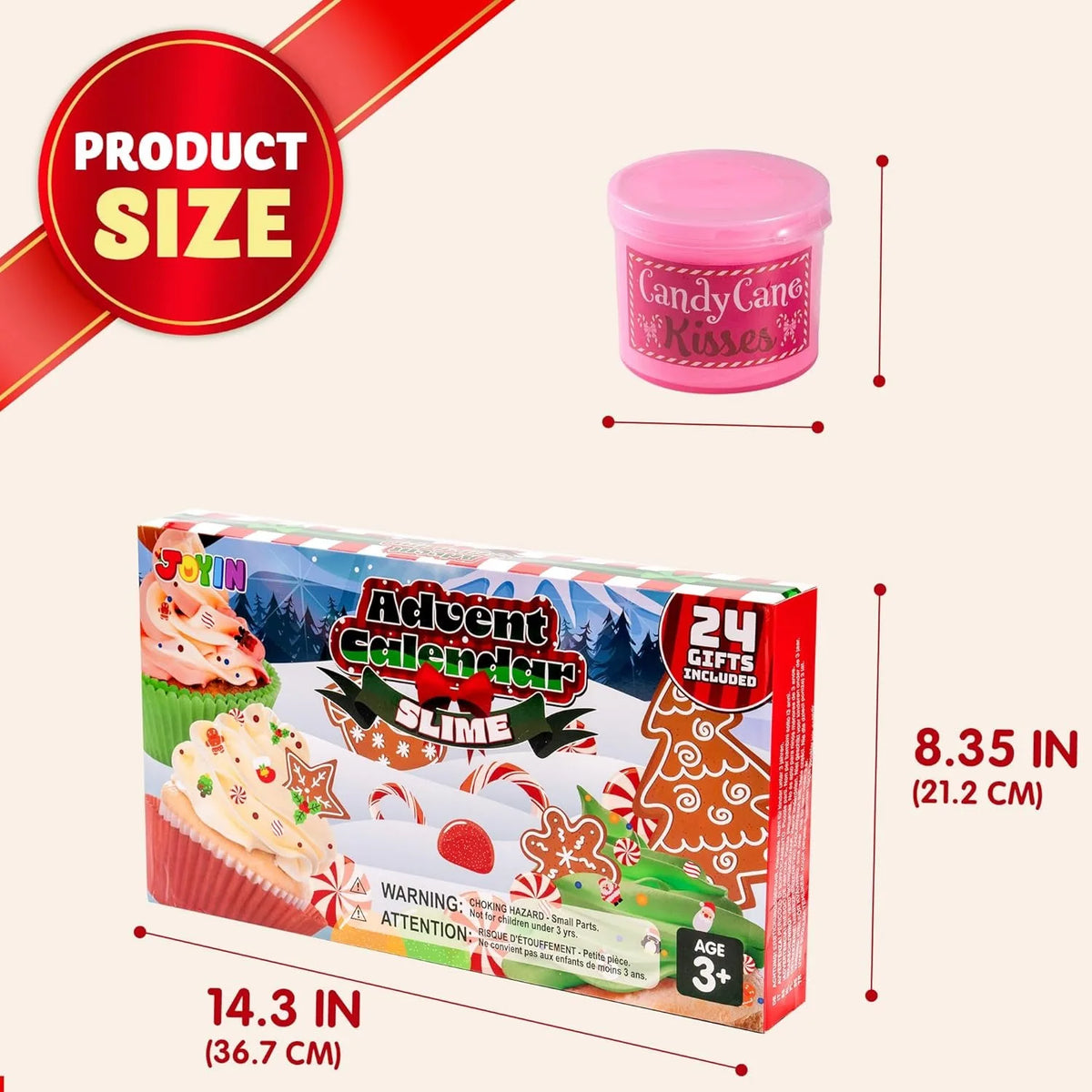 Joyfy Slime Christmas Advent Calendar Kit With Festive Dessert Accessories