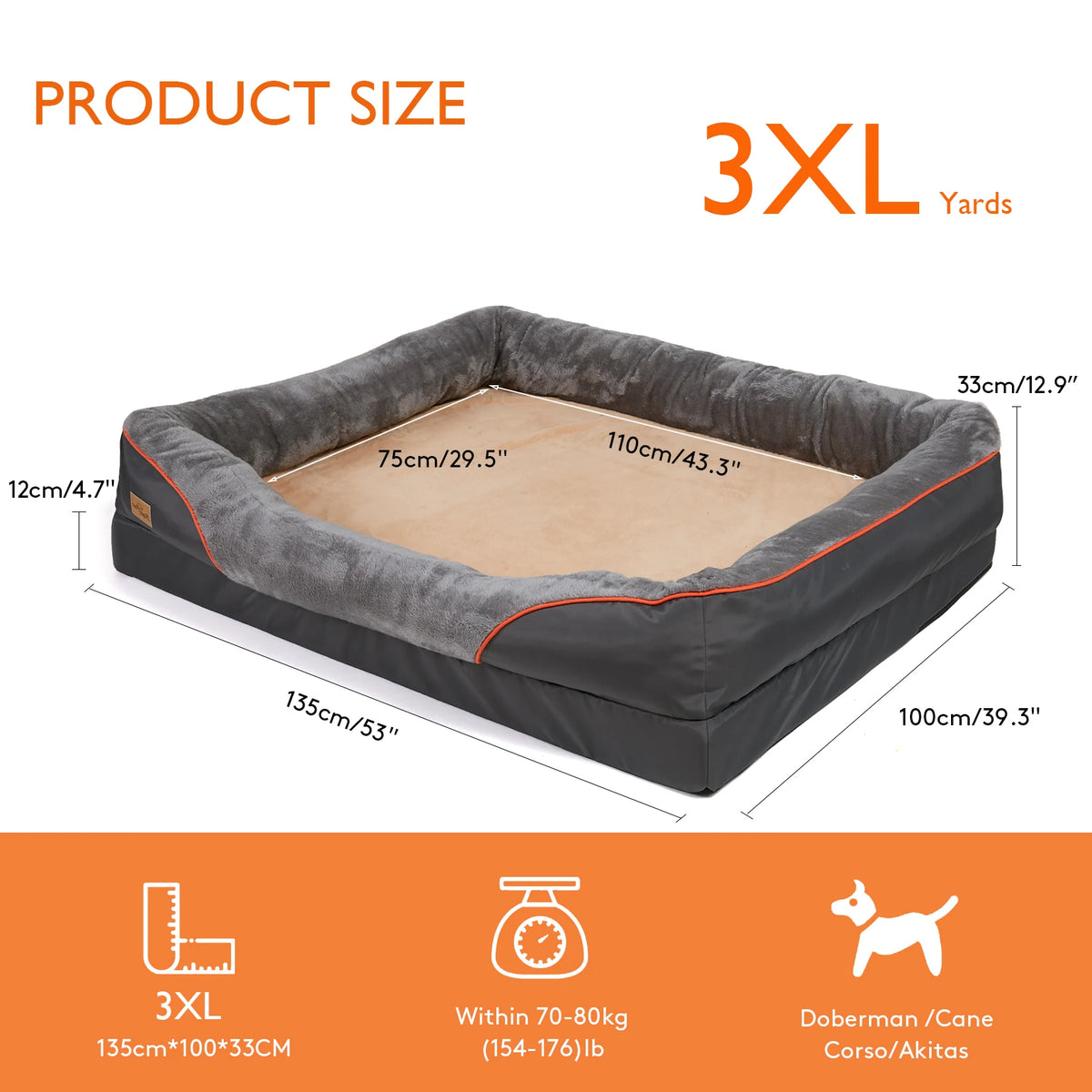 BORWART Orthopedic Memory Foam Dog Sofa Bed With Removable Cover