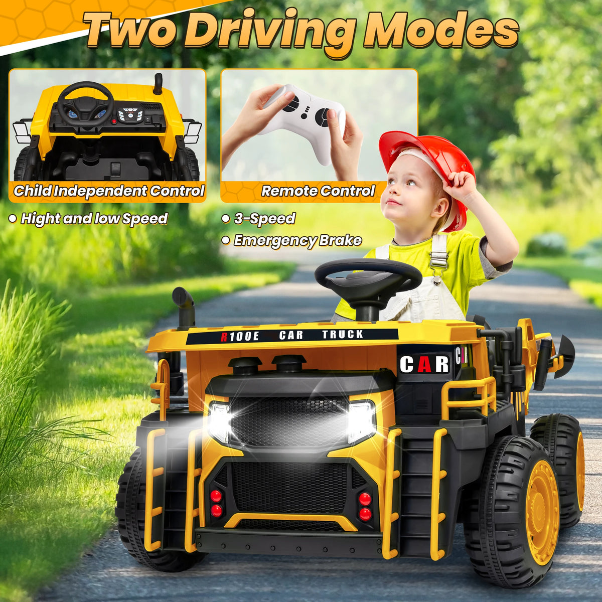 JOYRACER 24V Electric Two Seater Dump Truck Ride On Remote Control