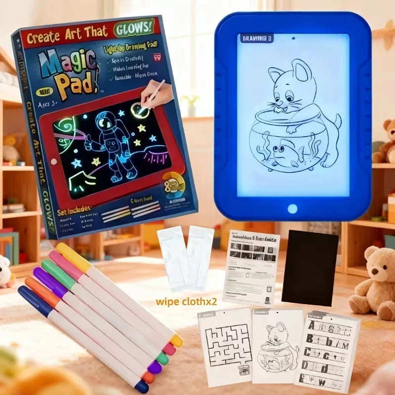 LED Children's Light Up Tracing Board With Drawing Cards