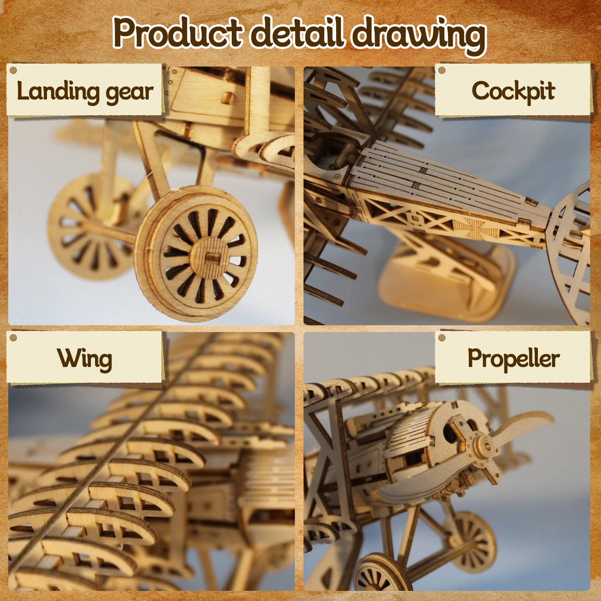 Music Park 3D Wooden Plane And Butterfly Puzzle Craft Kit