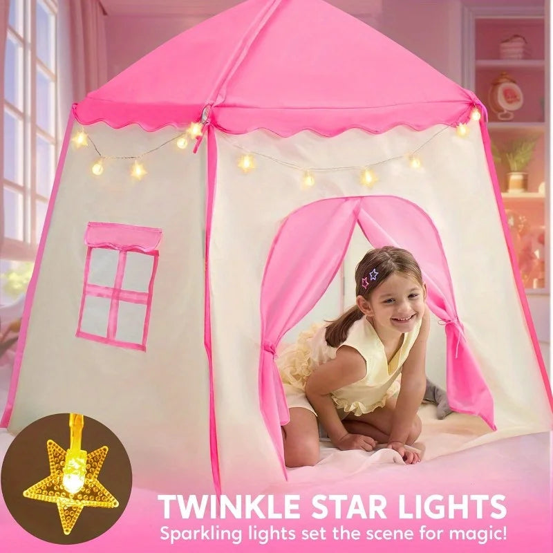 Joyfy Princess Castle Play Tent With LED Star Lights
