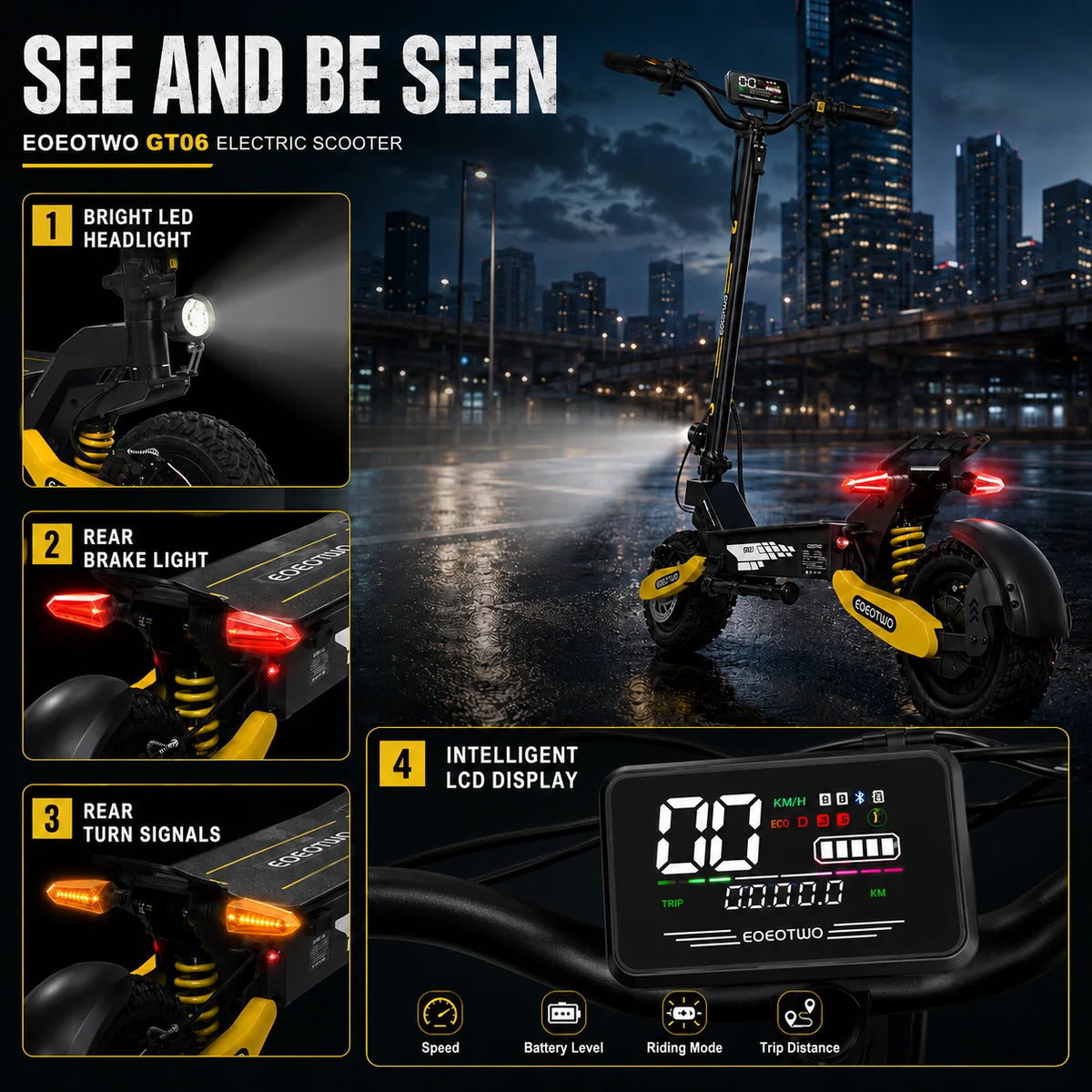 EOEOTWO Adult Off Road Electric Scooter With Foldable Design