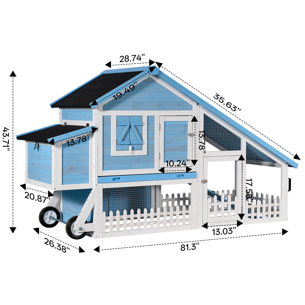 Double Decker Solid Wood Waterproof Rabbit Hutch With Fence