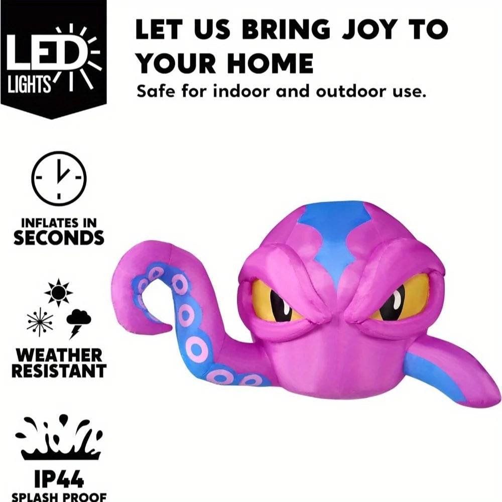 Halloween Inflatable Octopus Window Decor With Built In LED Lights