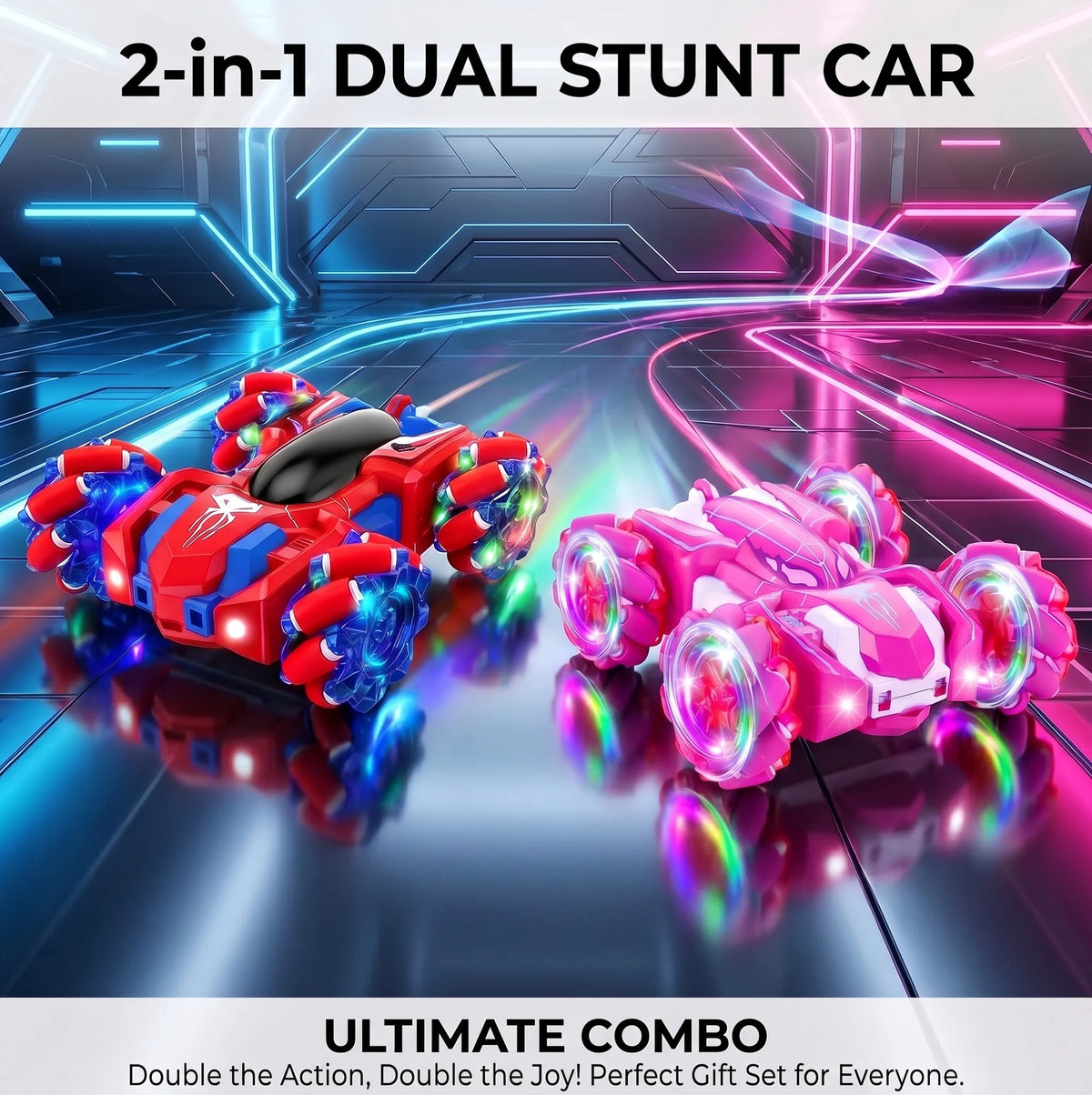 RC Stunt Car Combo With LED Omni Wheels Remote Control