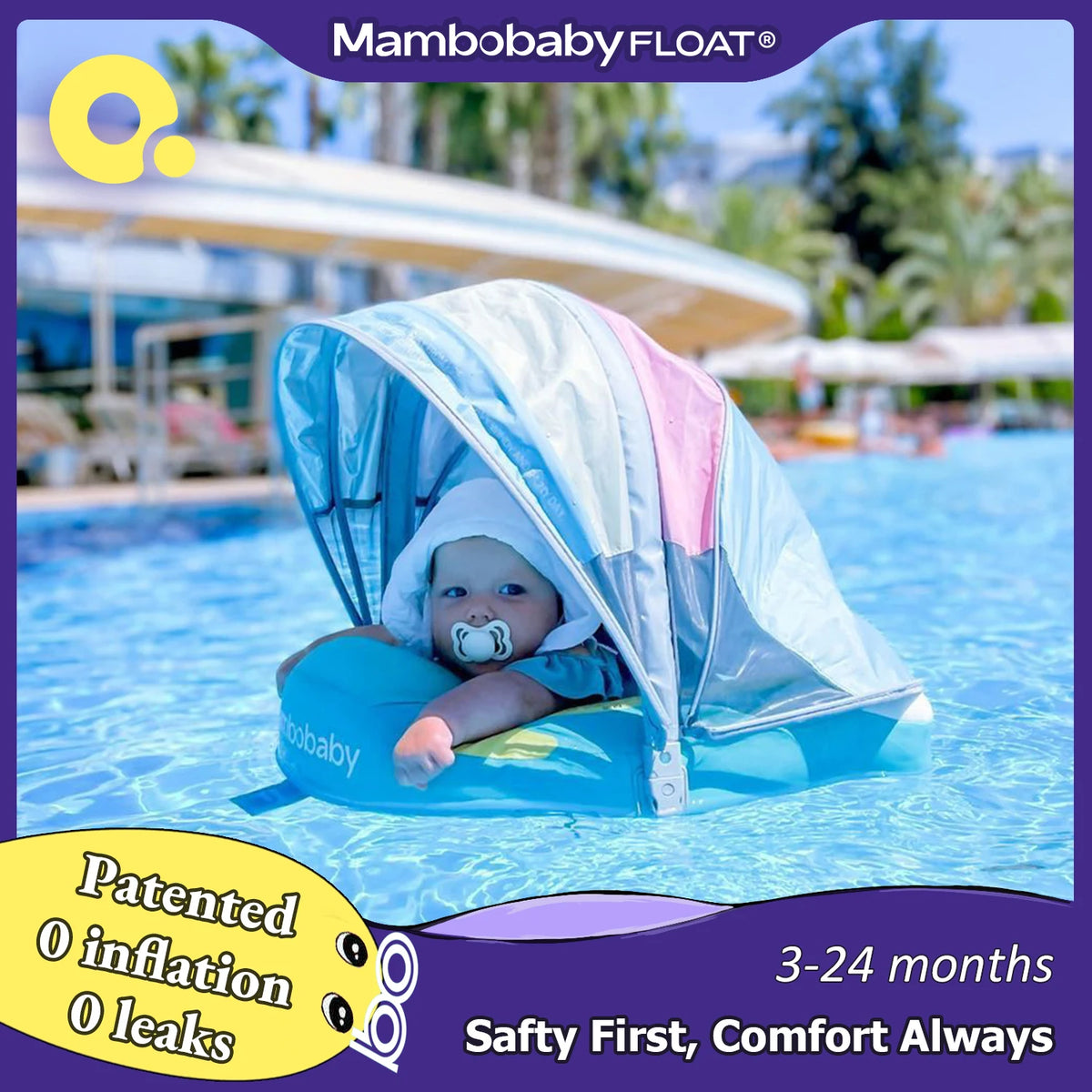 Mambobaby Air Free Baby Chest Float With Sunshade Canopy