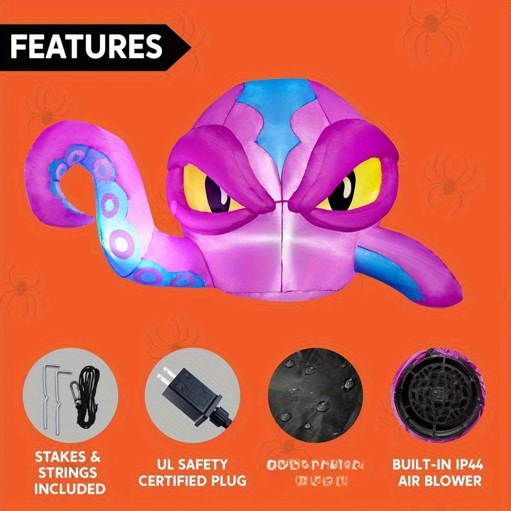 Halloween Inflatable Octopus Window Decor With Built In LED Lights