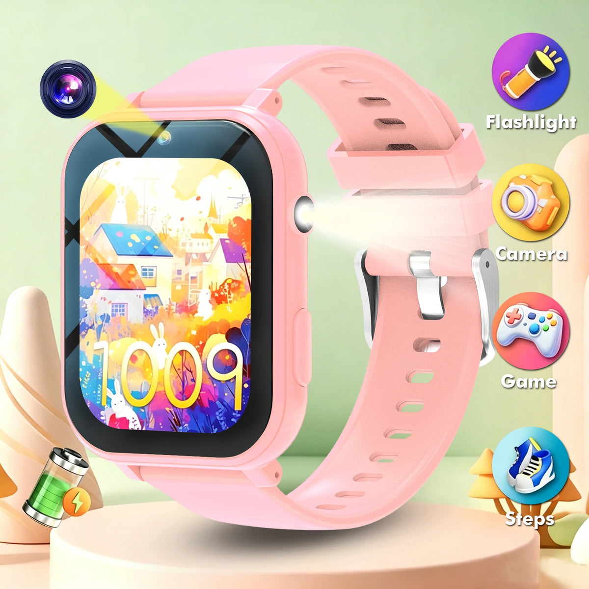 Kids Games Smart Watch 18 Games Camera Waterproof Flashlight Sleep Monitoring For Birthday Holiday Gift Boy Girl Children
