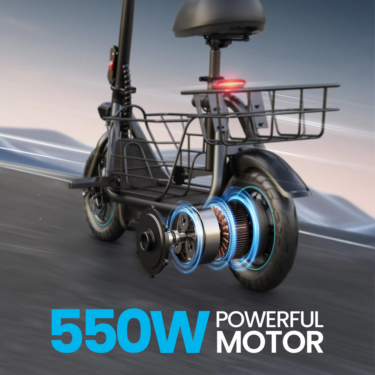 GYROOR Foldable Electric Scooter With Pet Basket And Three Modes