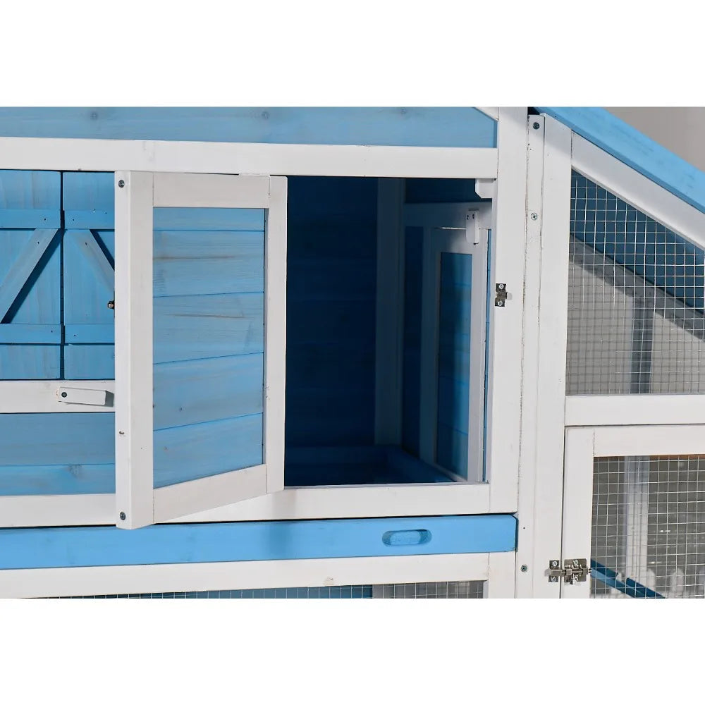 Double Decker Solid Wood Waterproof Rabbit Hutch With Fence