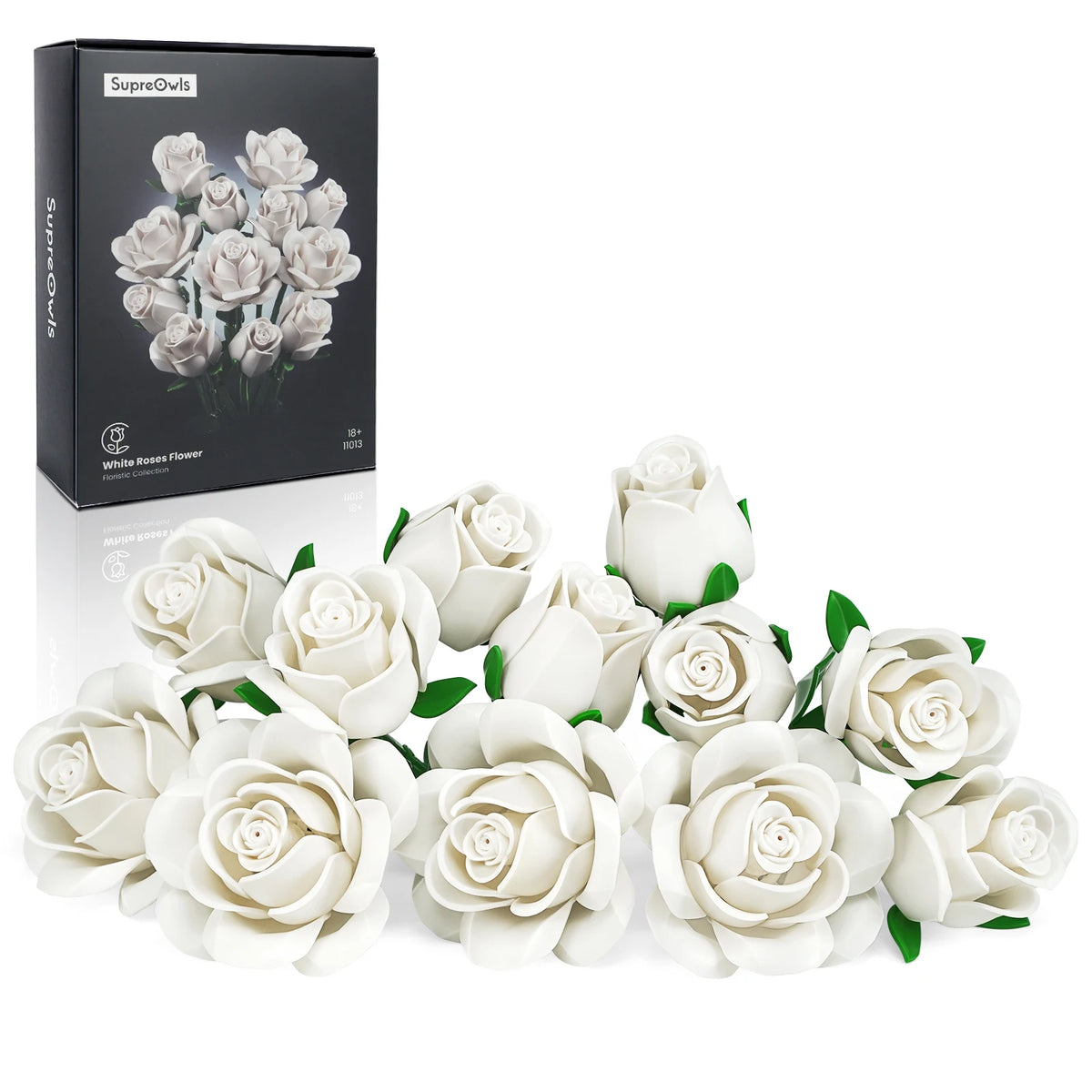 SupreOwls Roses Building Blocks Flower Bouquet Decor Set For Gift