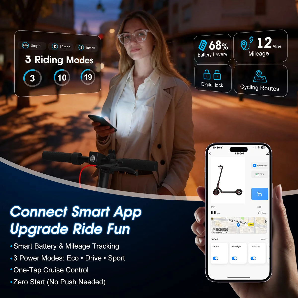 OBX Foldable Electric Scooter With App And Long Range