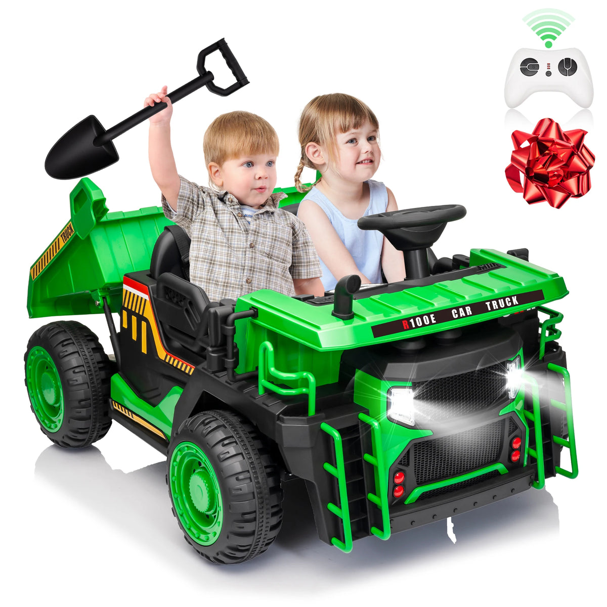 JOYRACER 24V Electric Two Seater Dump Truck Ride On Remote Control
