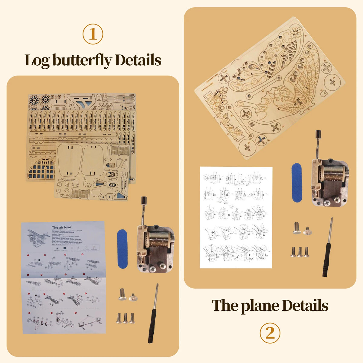 Music Park 3D Wooden Plane And Butterfly Puzzle Craft Kit