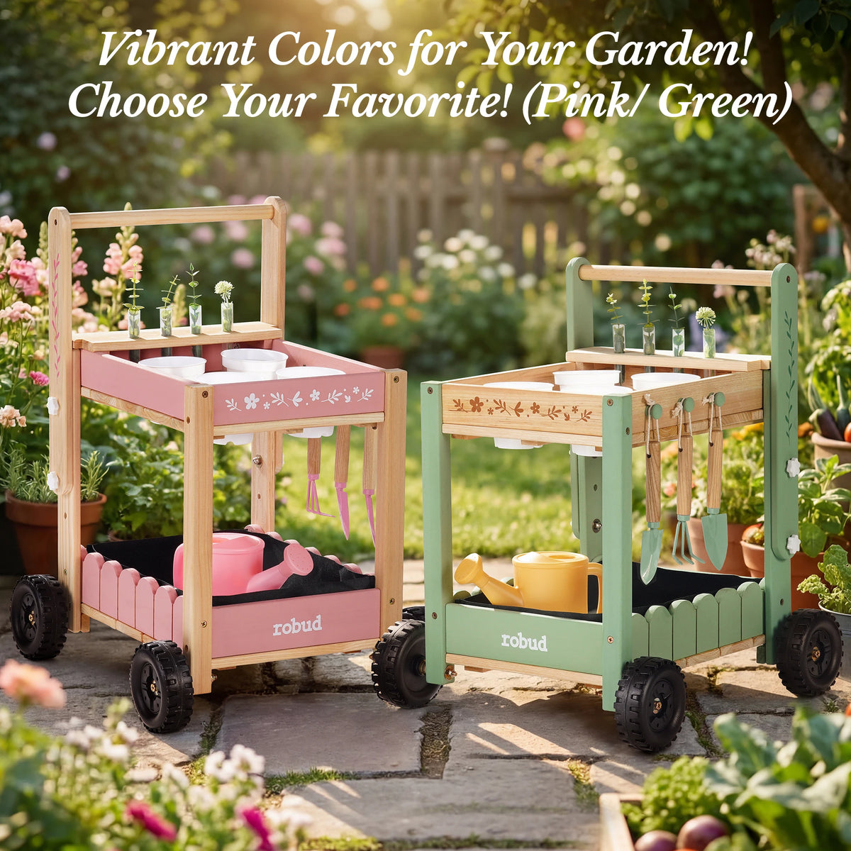 Robud Wooden Outdoor Mud Kitchen Playset With Sink And Tools