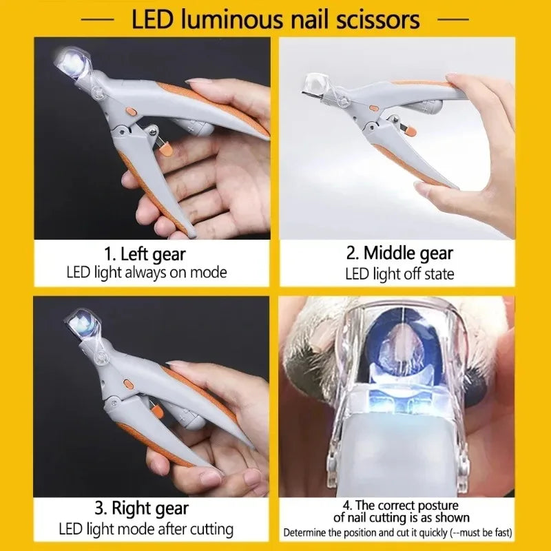 Professional Pet Nail Clippers With Led Light For Safe Trimming