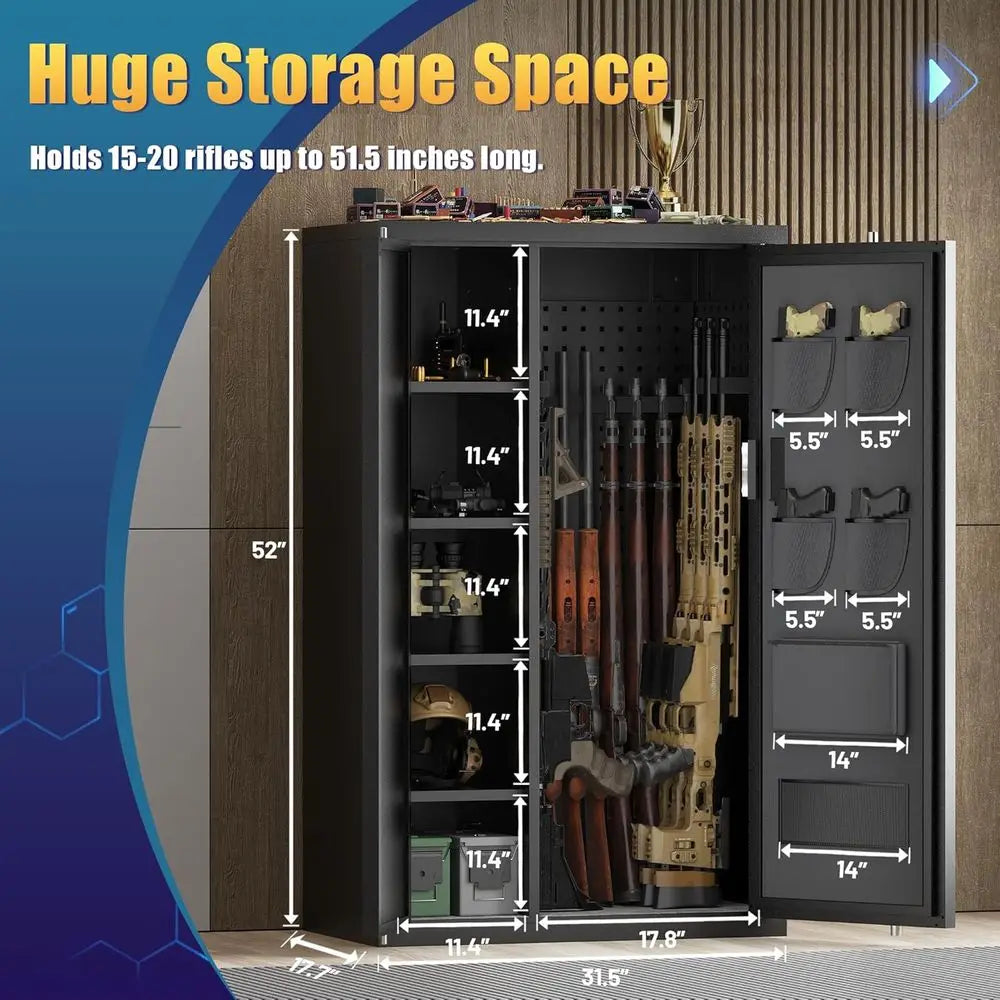 Adjustable Gun Cabinet With Digital Lock For Rifles And Pistols