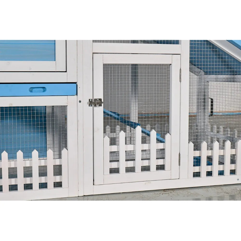 Double Decker Solid Wood Waterproof Rabbit Hutch With Fence