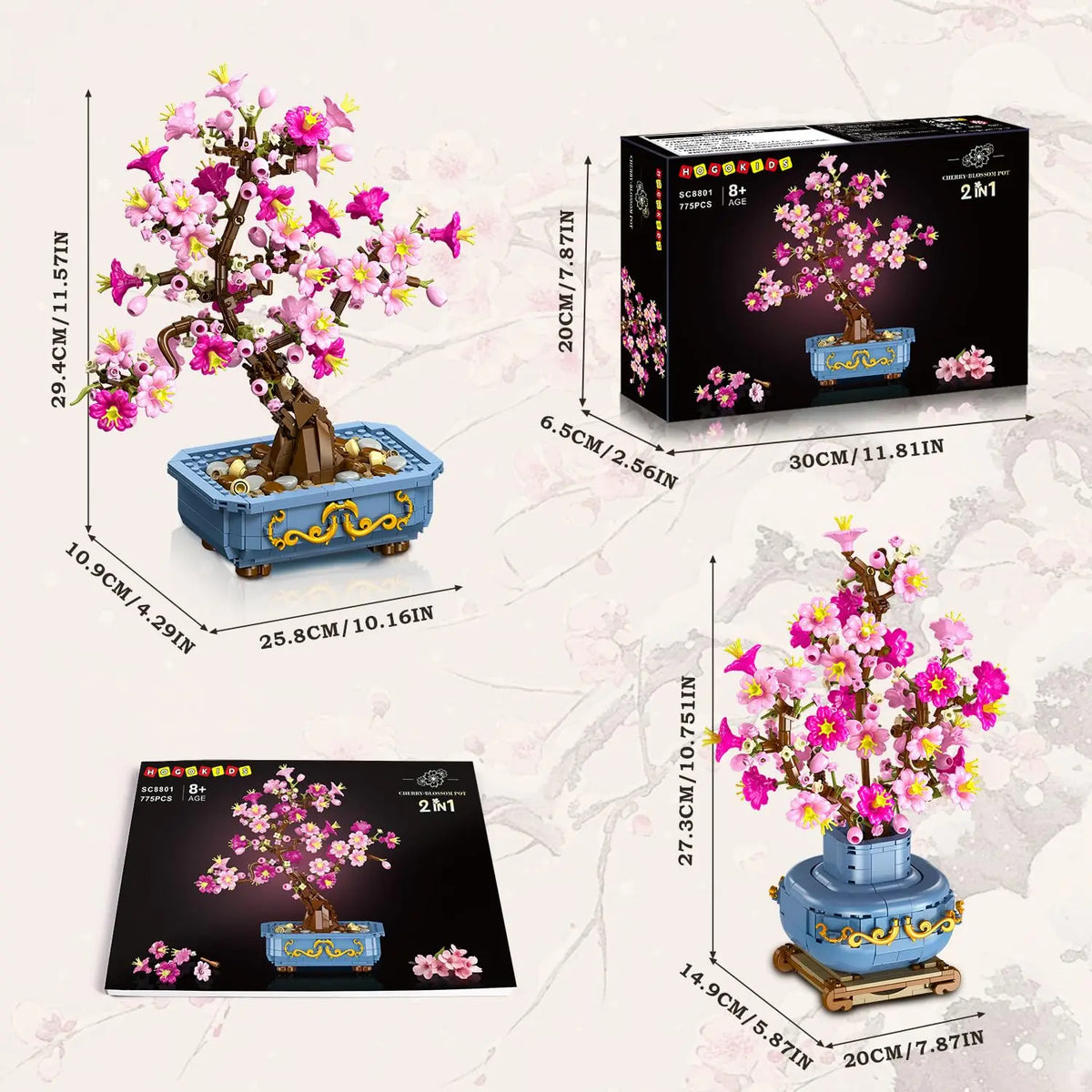 HOGOKIDS Cherry Blossom Bonsai Building Set For Home Decor