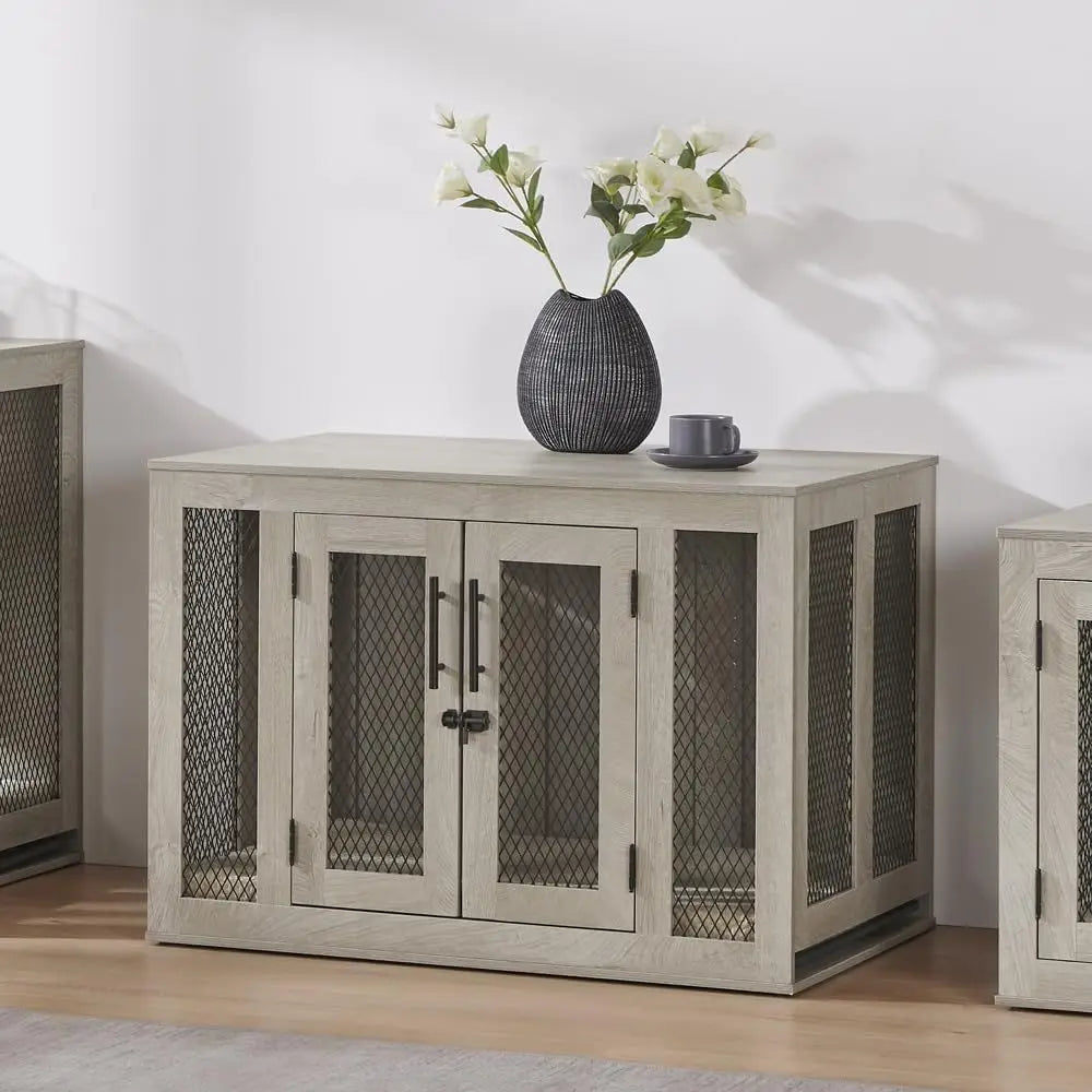 Furniture Style Dog Crate With Cushion And Tray Indoor Kennel