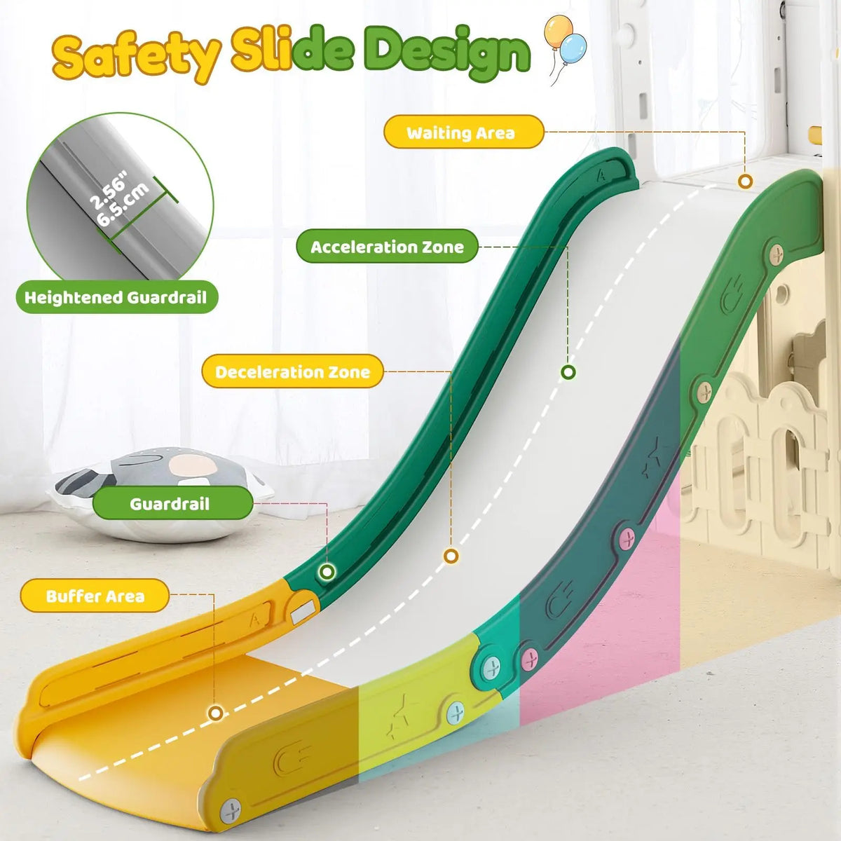 HiMISS Toddler Slide Swing Set With Climber And Basketball Hoop