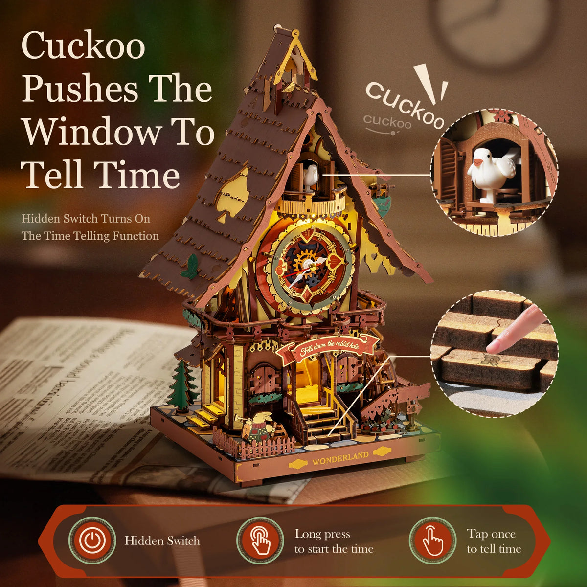 ROKR Wooden Mechanical Cuckoo Clock 3D Puzzle Building Kit
