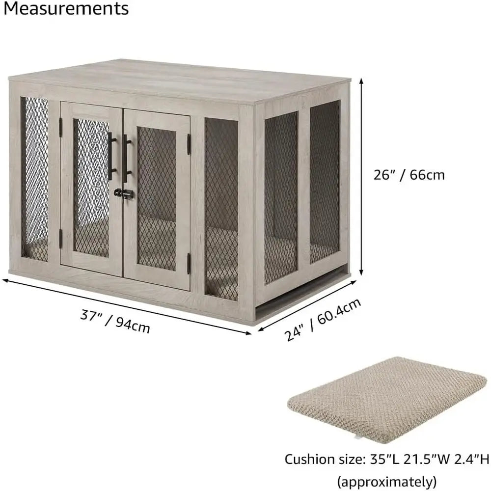 Furniture Style Dog Crate With Cushion And Tray Indoor Kennel