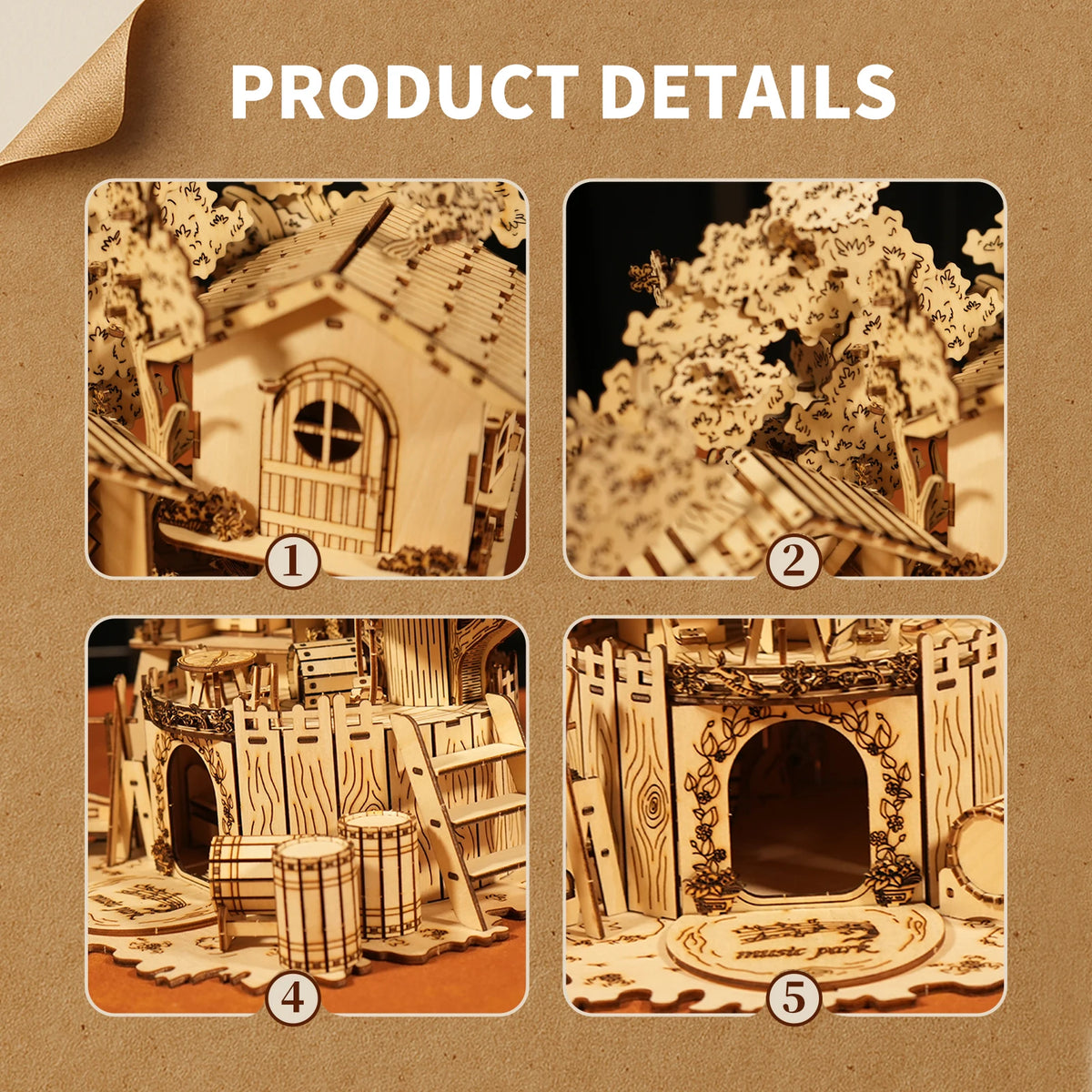 Music Park 3D Wooden Treehouse Puzzle Kit for Couples