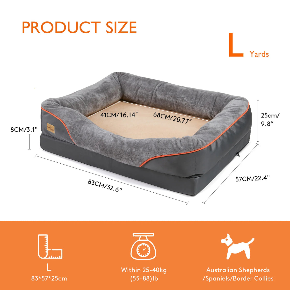 BORWART Orthopedic Memory Foam Dog Sofa Bed With Removable Cover