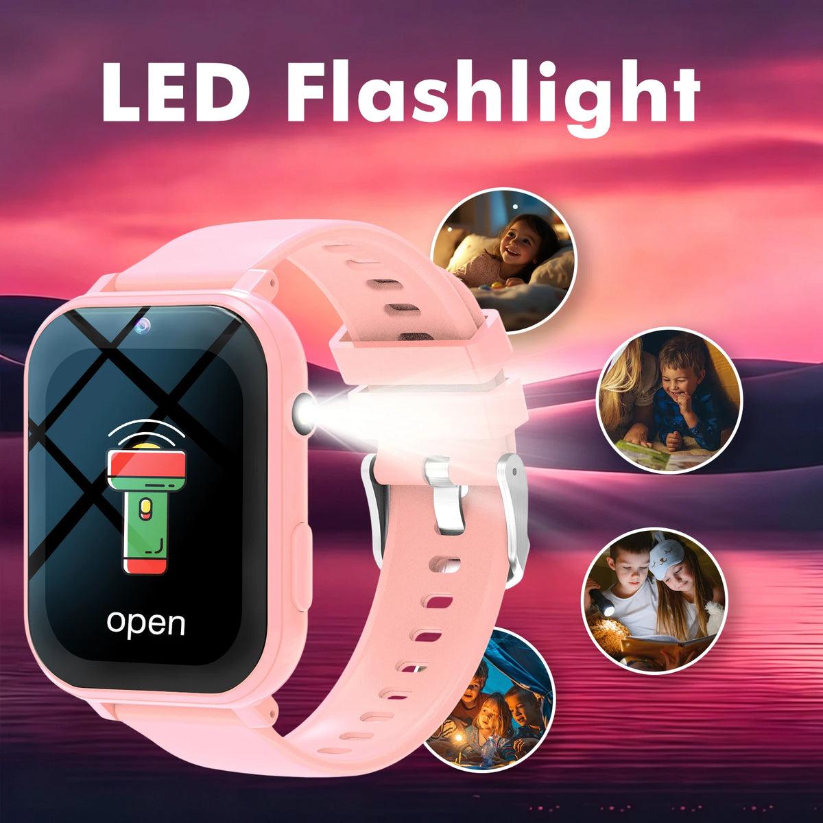 Kids Games Smart Watch 18 Games Camera Waterproof Flashlight Sleep Monitoring For Birthday Holiday Gift Boy Girl Children