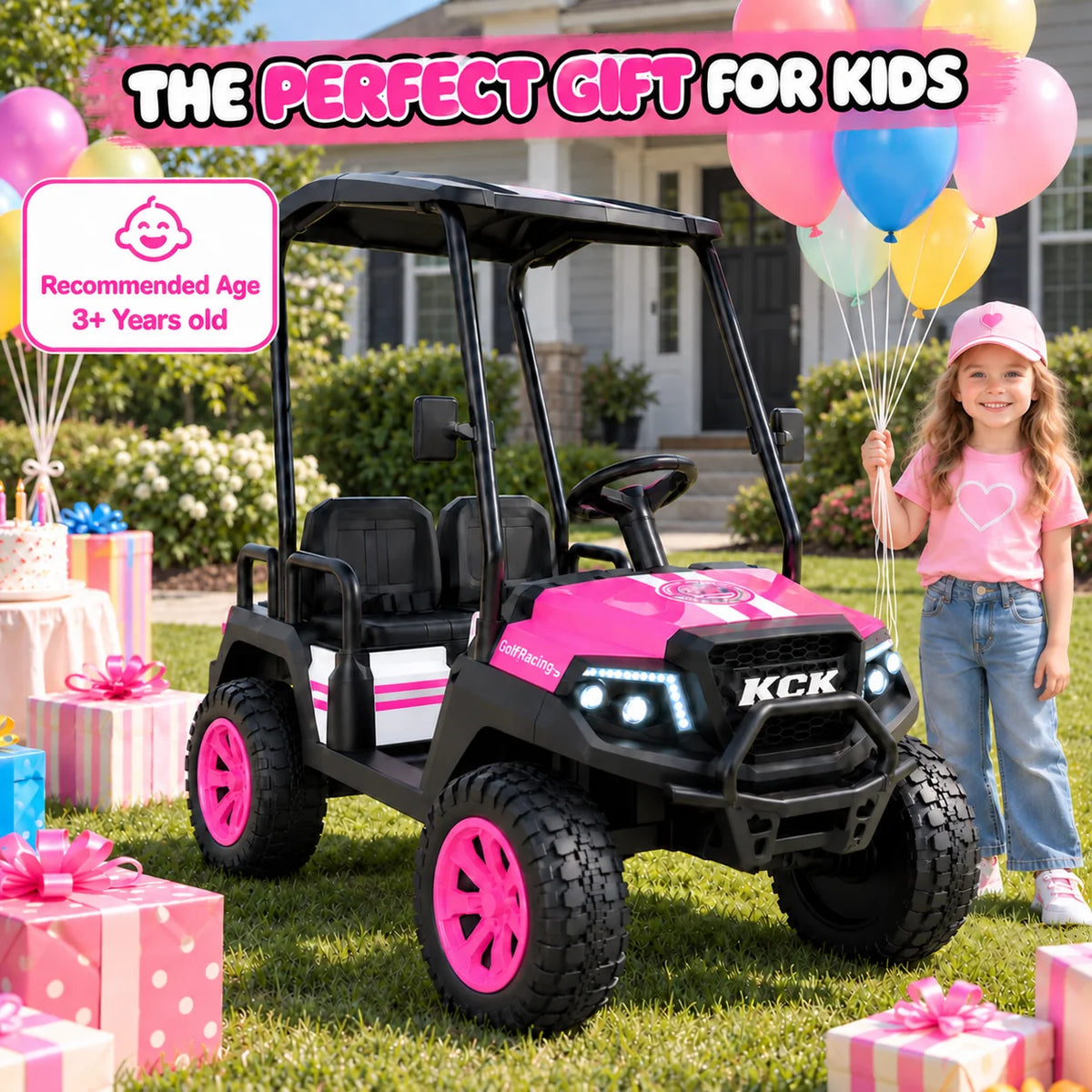 LIGIANT Kids Electric Golf Cart With Remote Control And Canopy