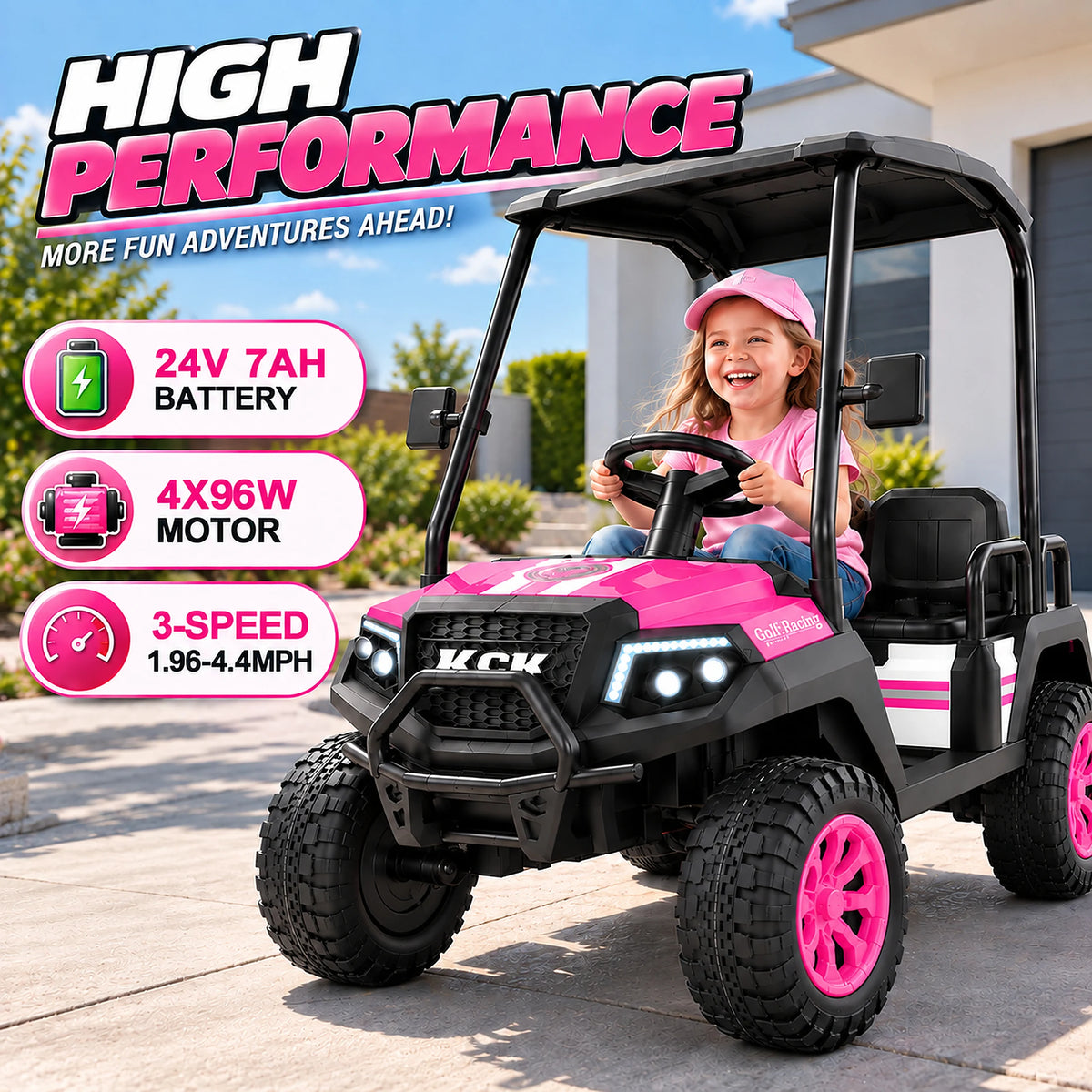 LIGIANT Kids Electric Golf Cart With Remote Control And Canopy