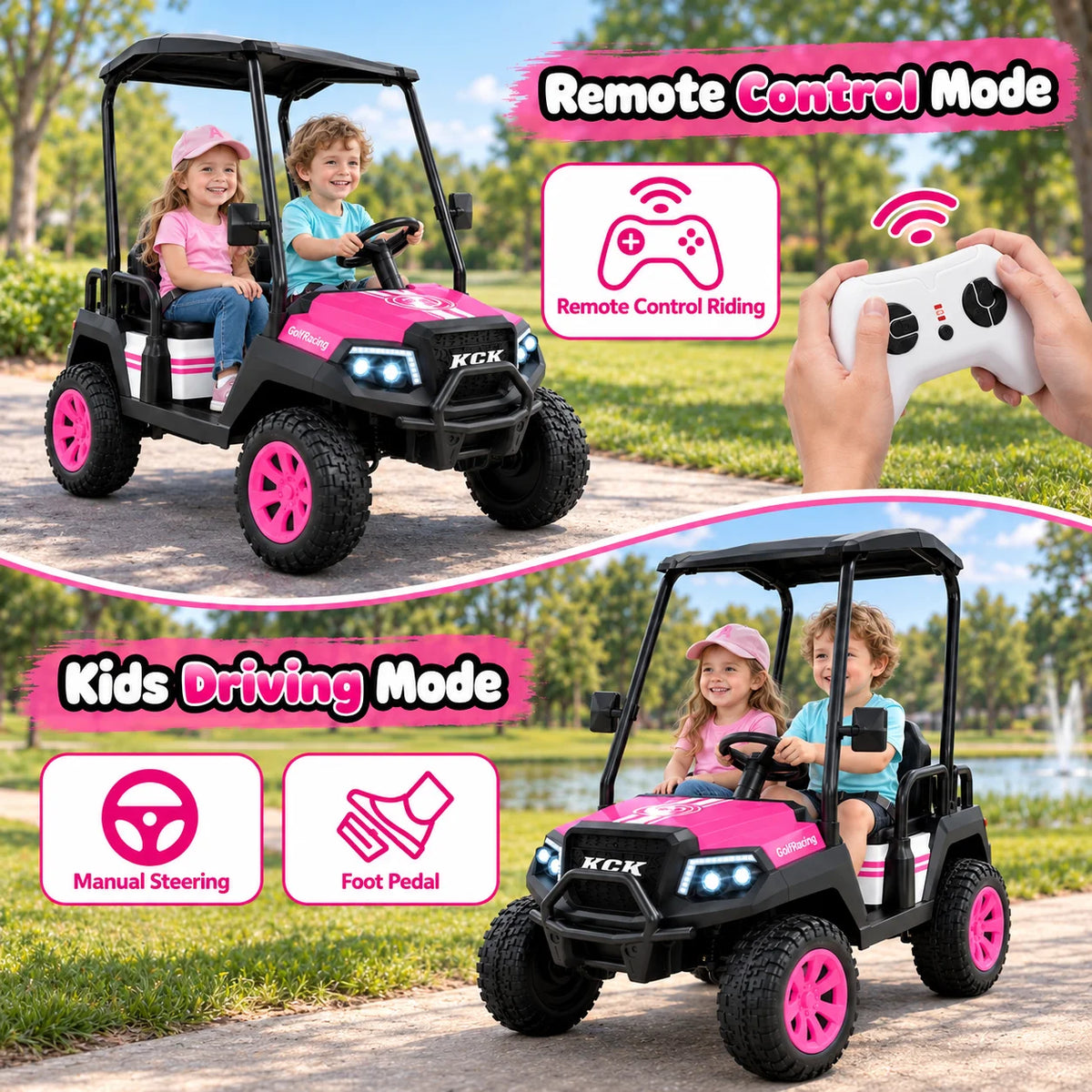 LIGIANT Kids Electric Golf Cart With Remote Control And Canopy