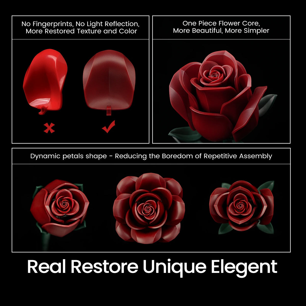SupreOwls Roses Building Blocks Flower Bouquet Decor Set For Gift