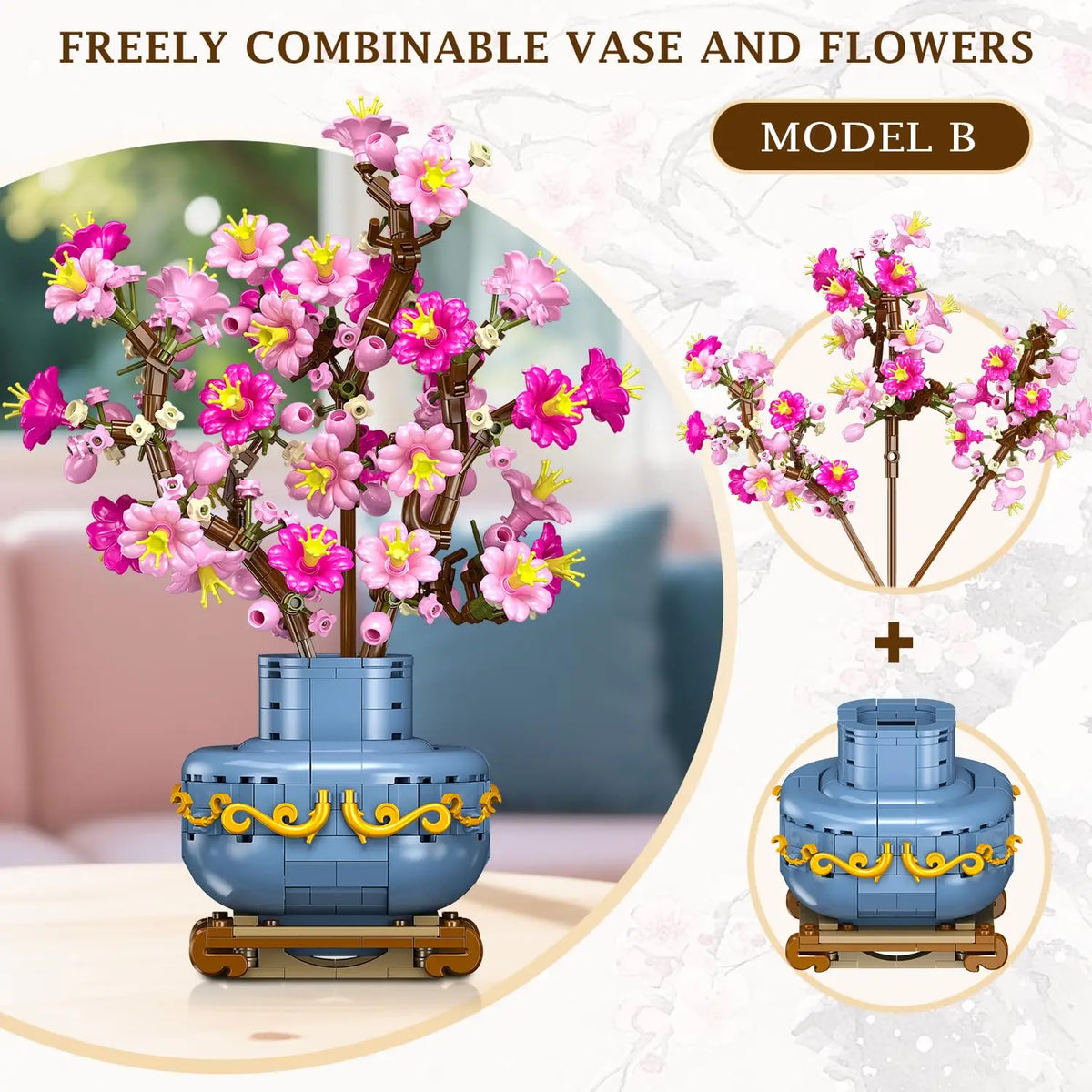 HOGOKIDS Cherry Blossom Bonsai Building Set For Home Decor