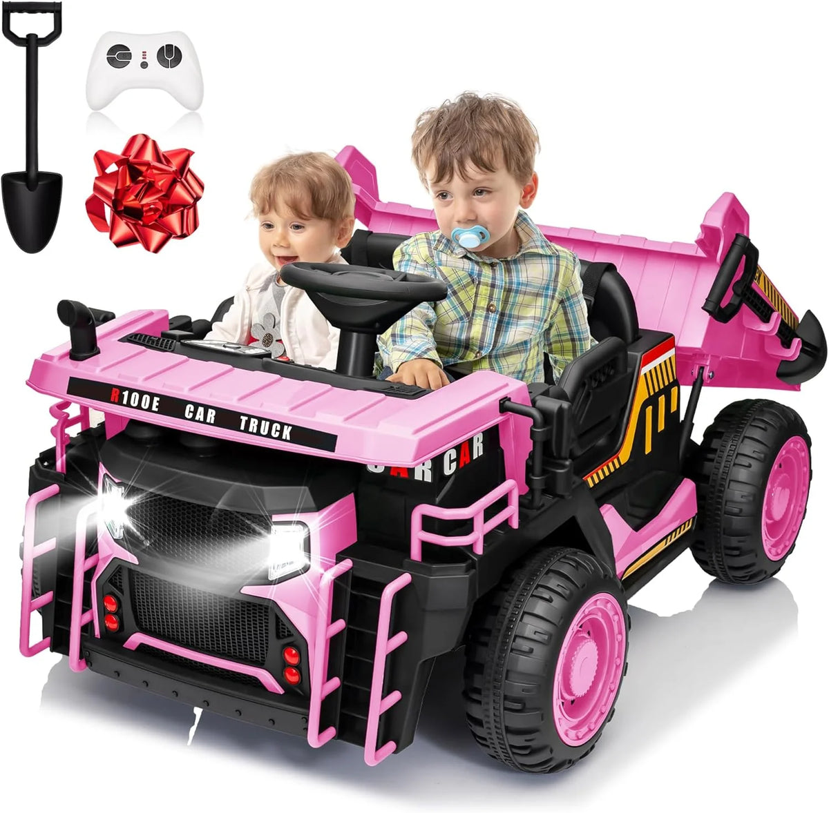 JOYRACER 24V Electric Two Seater Dump Truck Ride On Remote Control