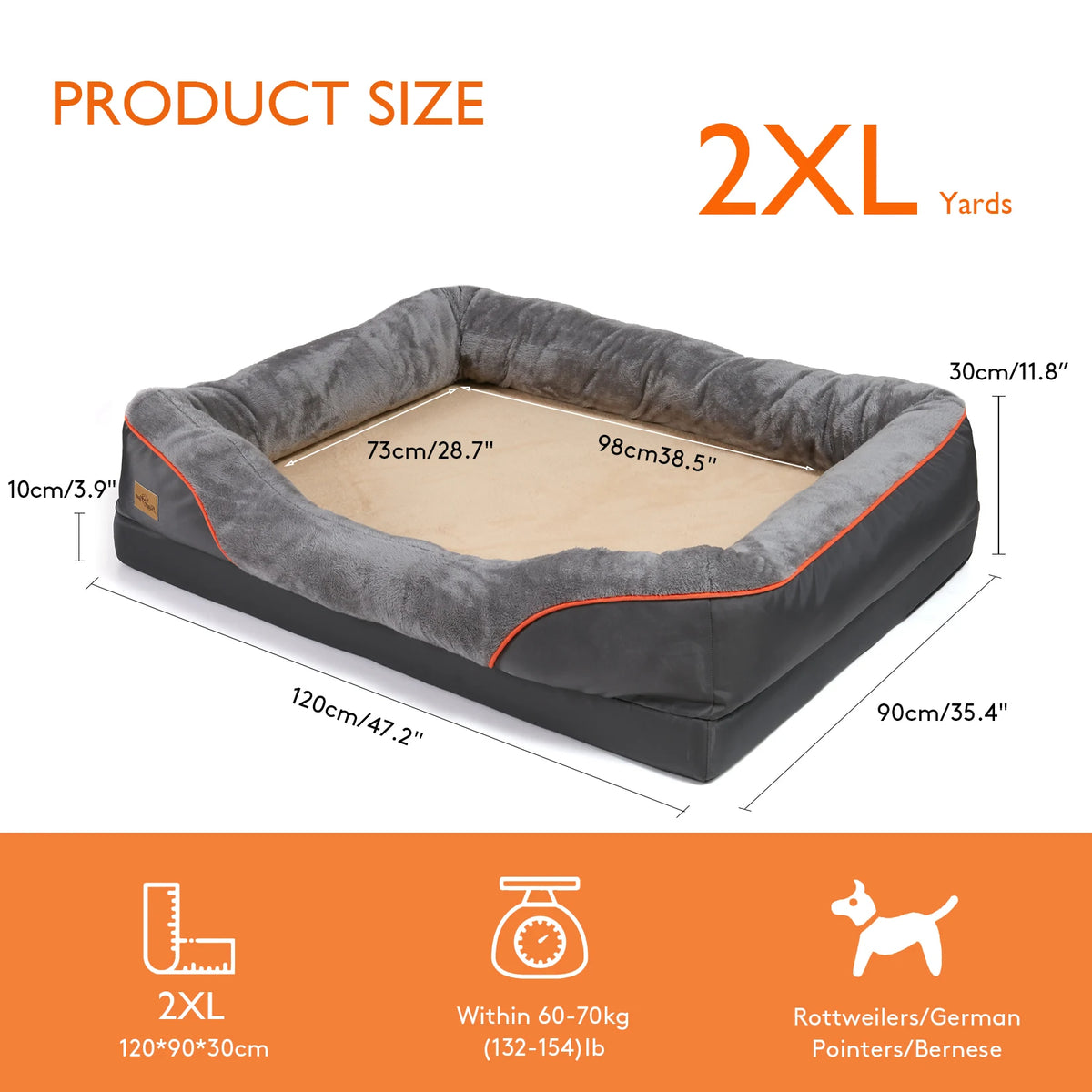 BORWART Orthopedic Memory Foam Dog Sofa Bed With Removable Cover