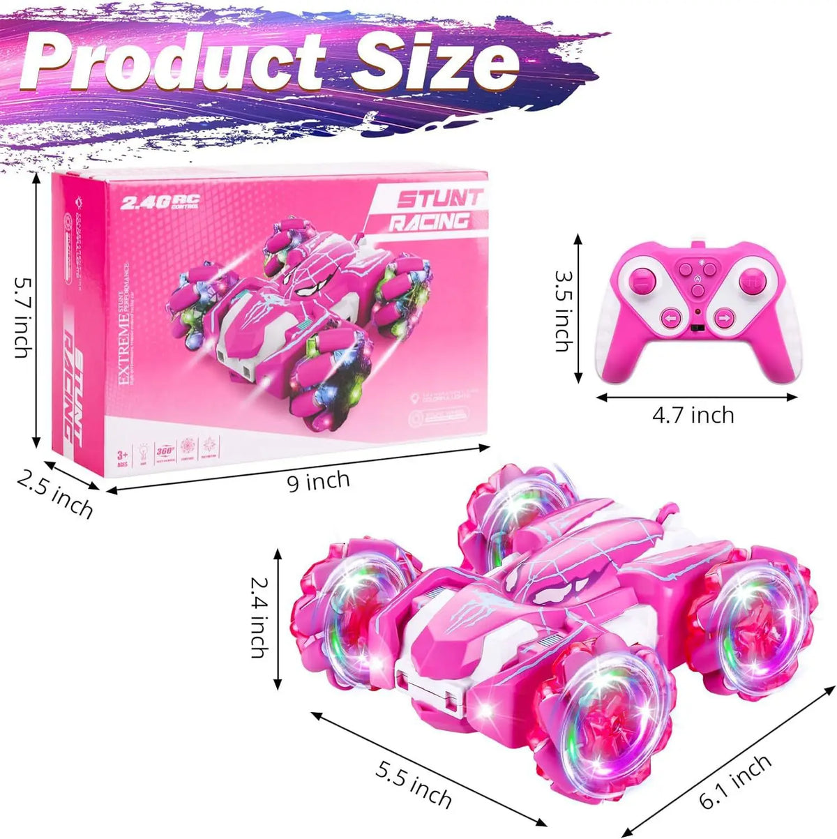 RC Stunt Car Combo With LED Omni Wheels Remote Control