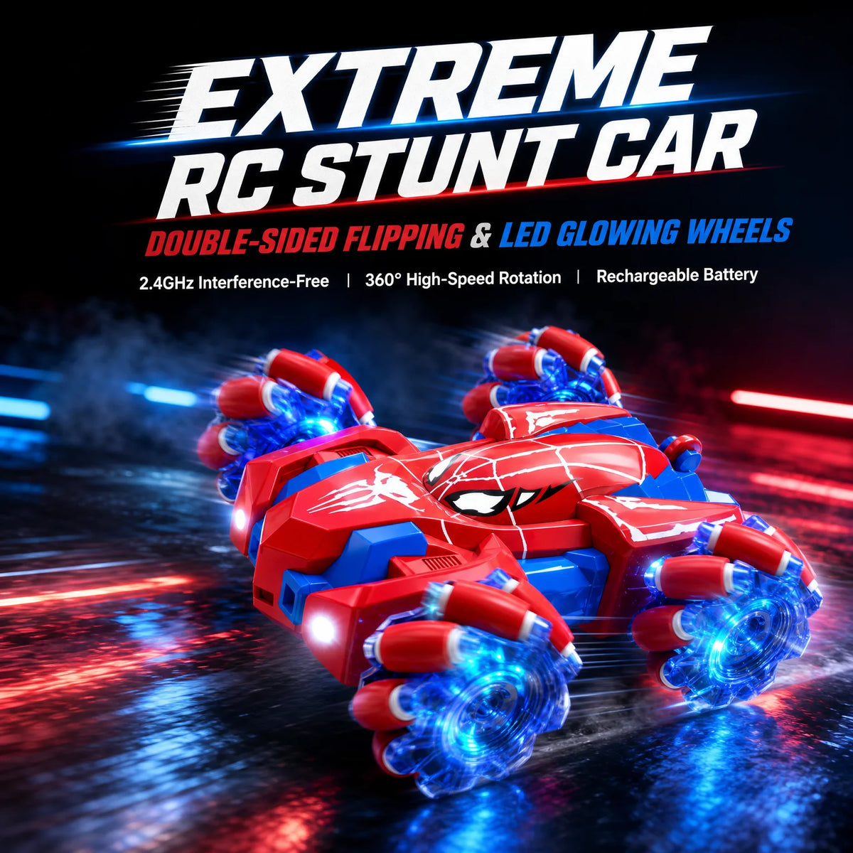 RC Stunt Car Combo With LED Omni Wheels Remote Control